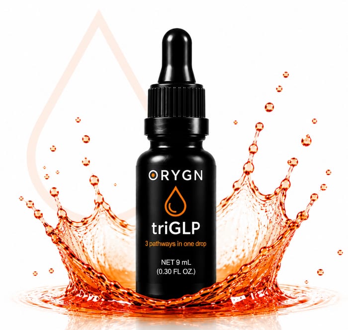 triGLP by ORYGN — natural GLP-1, GLP-2 & GIP dropper bottle, 3 pathways in one drop, NET 9 mL